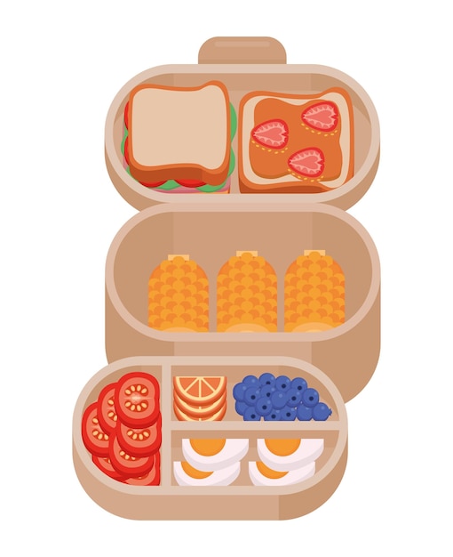 Free vector lunch boxes with food