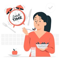 Бесплатное векторное изображение Иллюстрация концепции обеденного времени