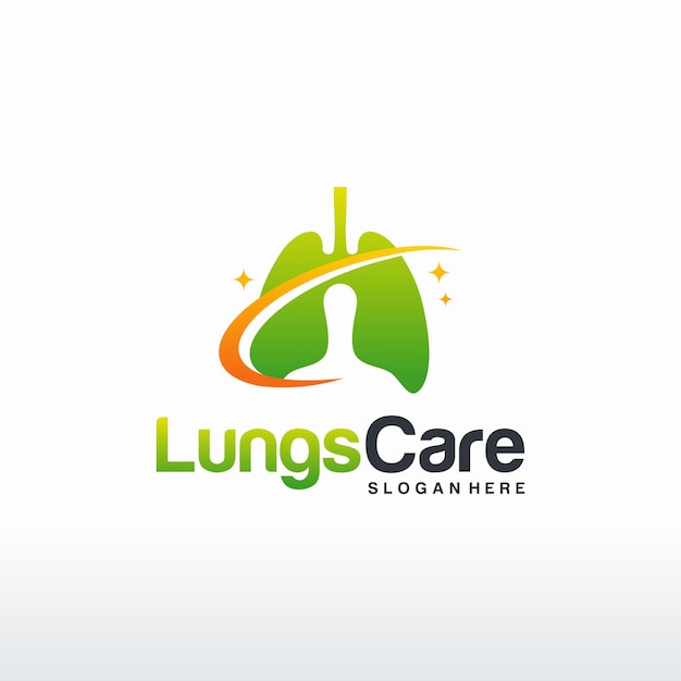 Lungs health logo template, lung care with swoosh logo designs vector