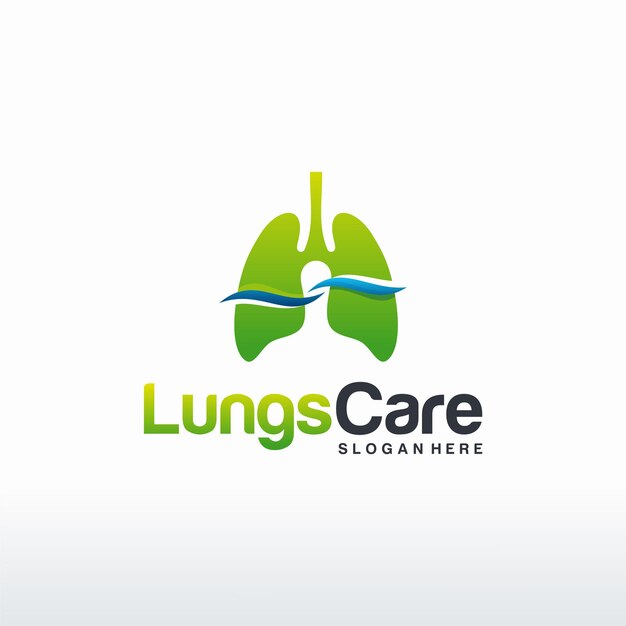 Lungs health logo template, lung care with swoosh logo designs vector