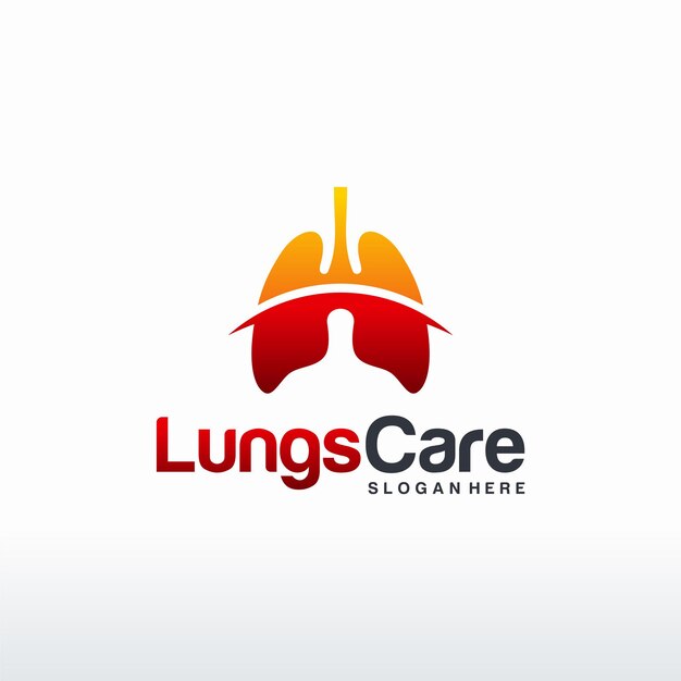 Lungs health logo template, lung care with swoosh logo designs vector