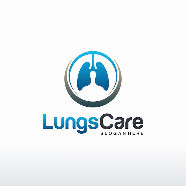 Lungs health logo template, lung care with swoosh logo designs vector