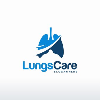 Lungs health logo template, lung care with swoosh logo designs vector