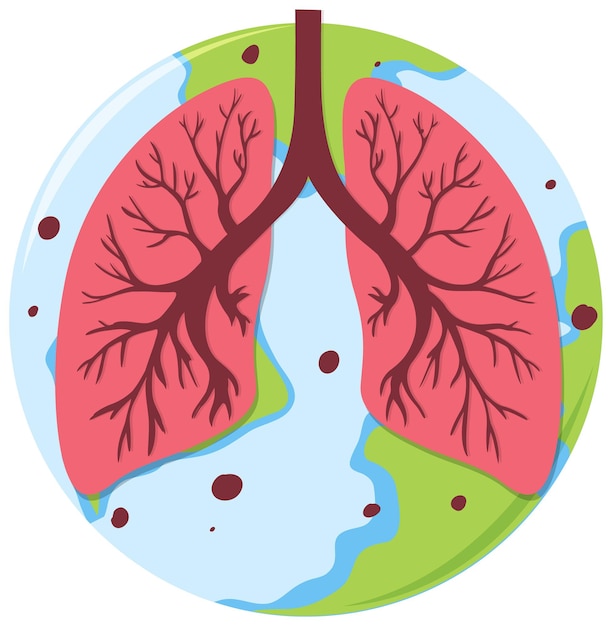 無料ベクター フラット スタイルの地球上の肺