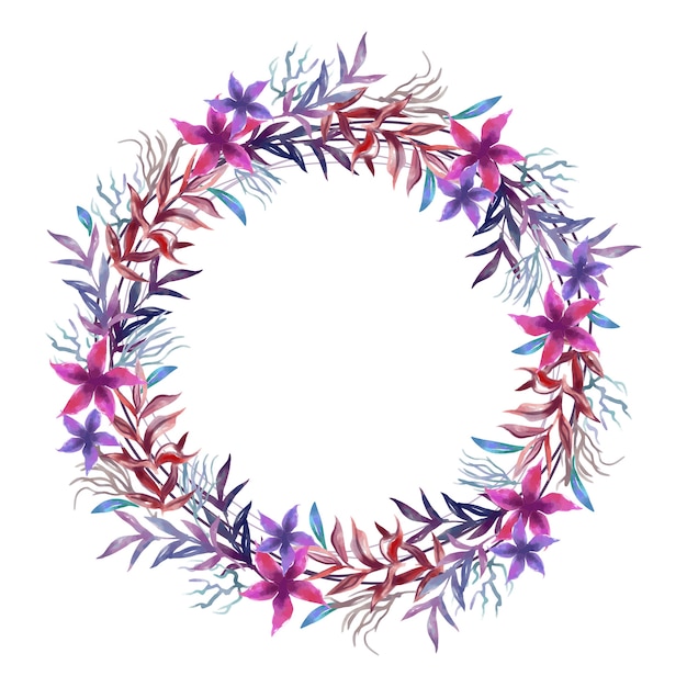 Luxuriant floral wreath in watercolor style concept