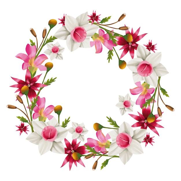 Free vector luxuriant floral wreath in watercolor style