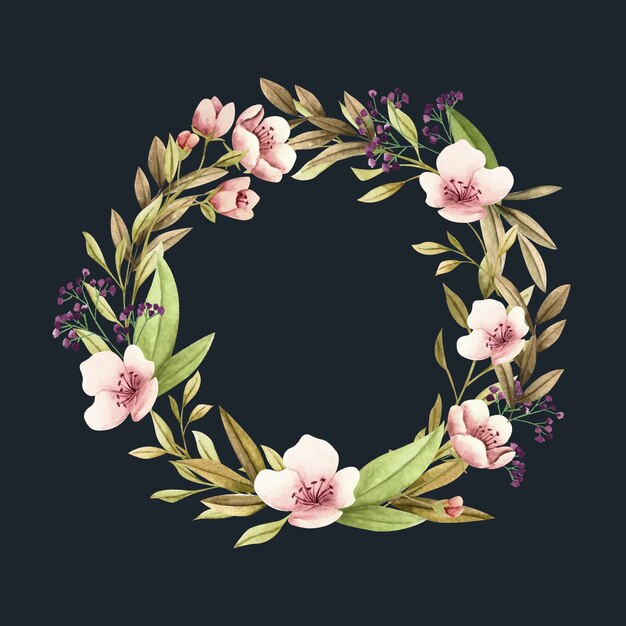Luxuriant floral wreath in watercolor style