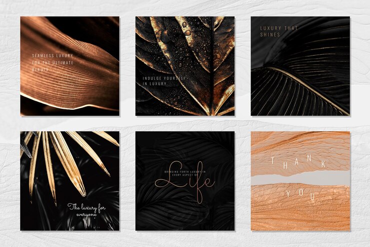 Free Vector luxurious branding on a leaf background collection design resource