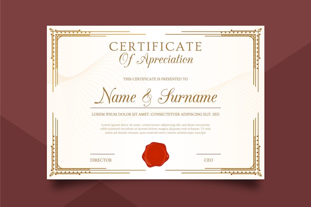 Luxurious certificate template