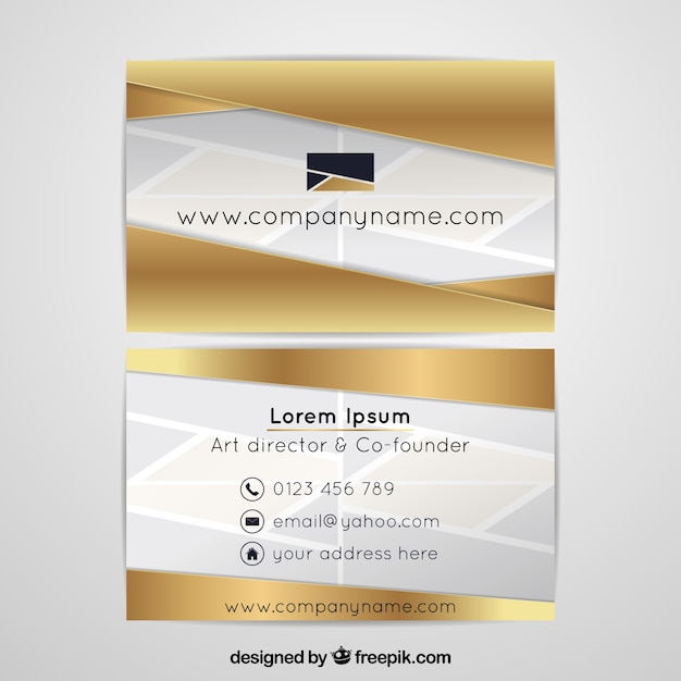 Free vector luxurious corporate card with golden shapes