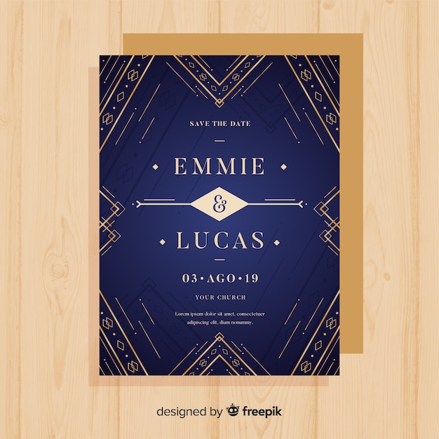 Free vector luxurious elegant wedding invitation template