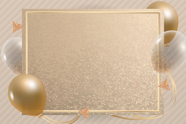 Sfondo di lussuosi palloncini d'oro cornice Vettore gratuito
