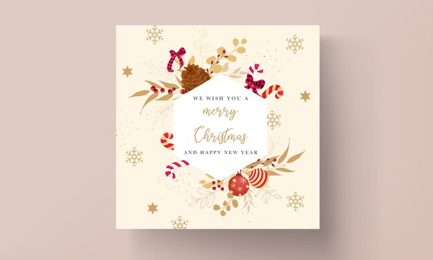 luxurious gold and red merry christmas card design