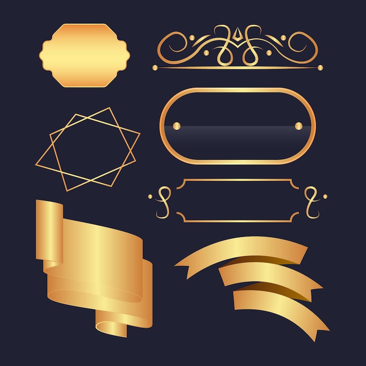 Free Vector luxurious golden elements collection