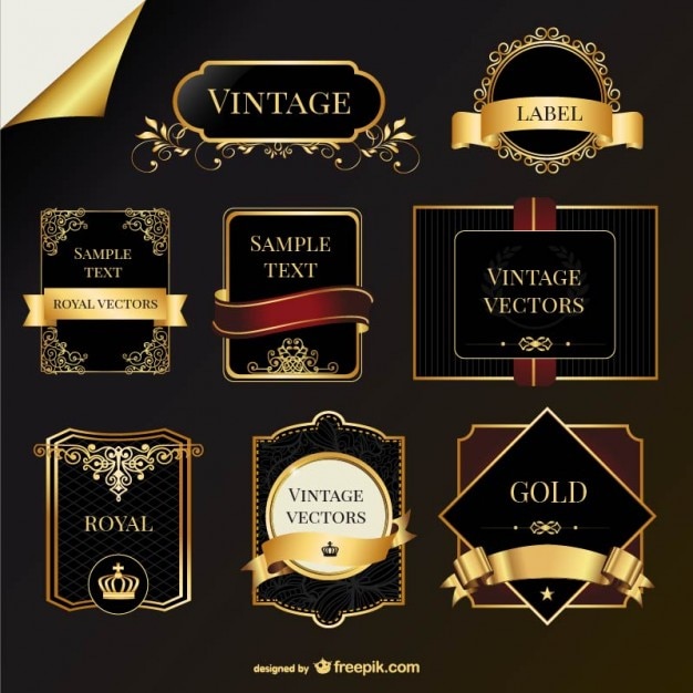 Free vector luxurious golden labels