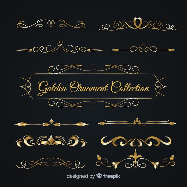 Luxurious golden ornament collection