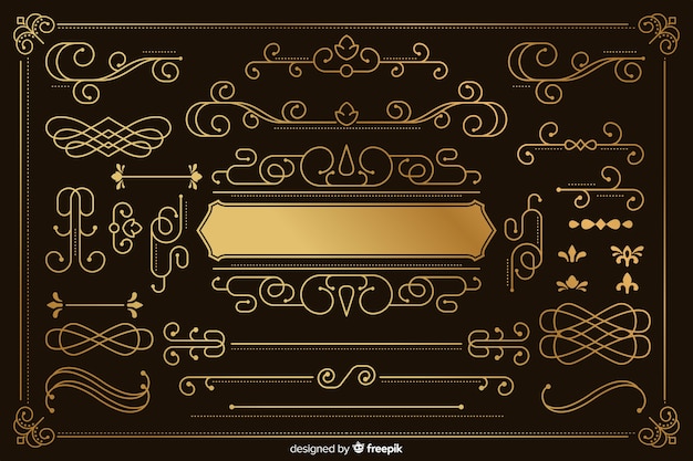 Free vector luxurious golden ornament collection