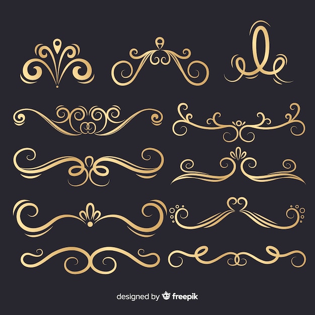 Free vector luxurious golden ornaments collection