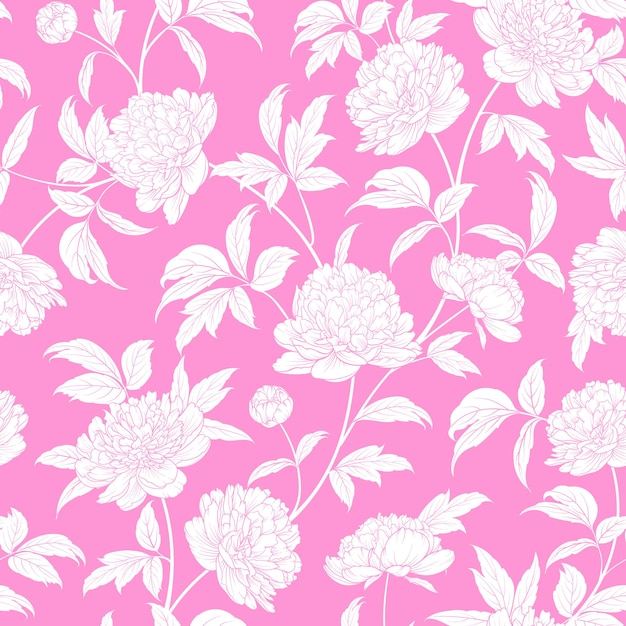 Luxurious peony wallapaper in vintage style.