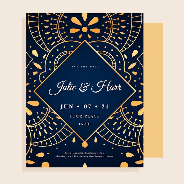 Luxurious wedding invitation template