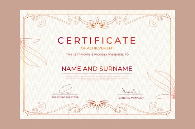 Luxurury certificate of achievement template