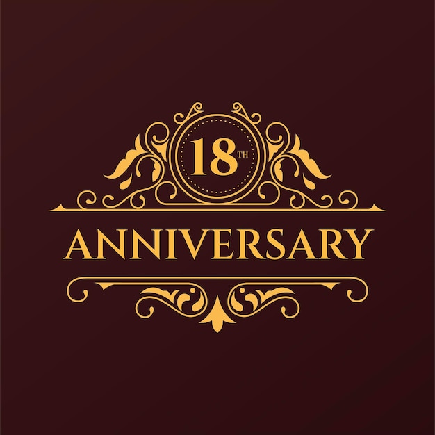 Logo di lusso del 18 ° anniversario