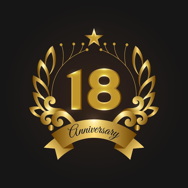 Logo di lusso del 18 ° anniversario