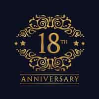 Free vector luxury 18th anniversary logo