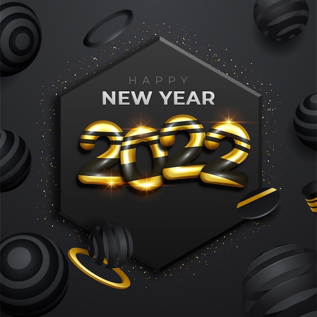 Luxury 2022 happy new year greeting card