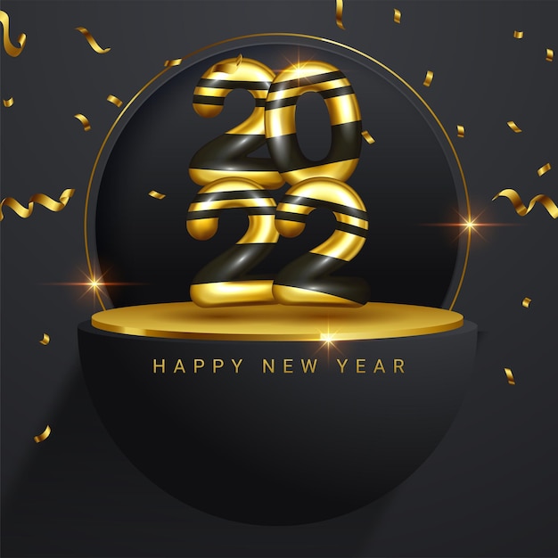 Luxury 2022 happy new year greeting card