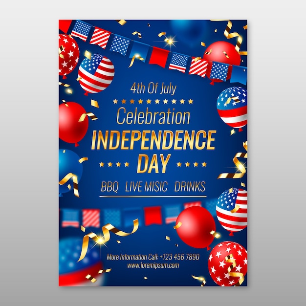 Free vector luxury 4th of july poster template