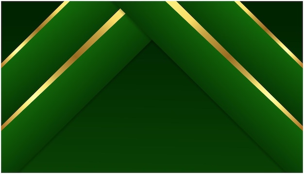緑のオーバーレイとゴールドのストライプのベクトル図と豪華な抽象的な幾何学的な背景