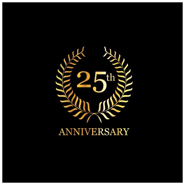 무료 Vector 황금 25 일 럭셔리 기념일 카드