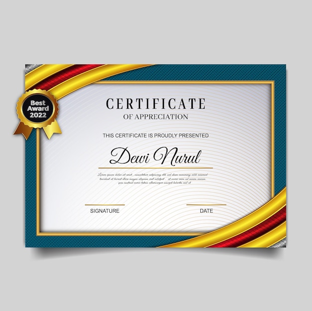 Luxury appreciation certificate template