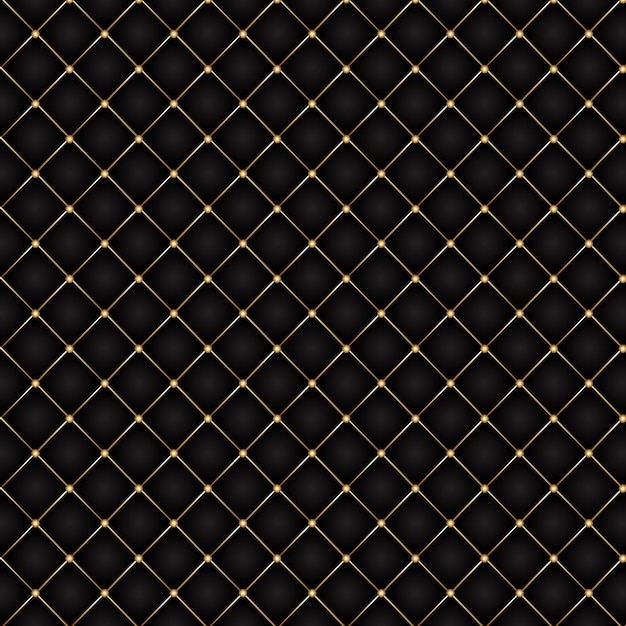 Бесплатное векторное изображение Роскошный фон с черным и золотым стеганым дизайном