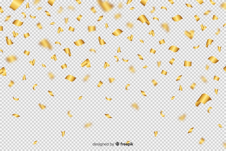 Free Vector luxury background with golden confetti falling down