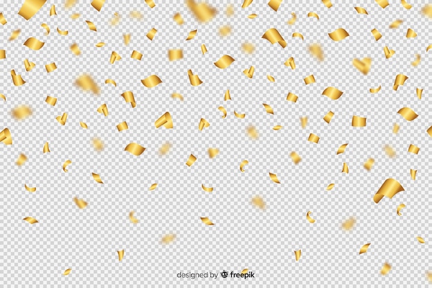 Luxury background with golden confetti falling down