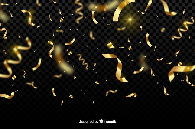 Luxury background with golden confetti falling down