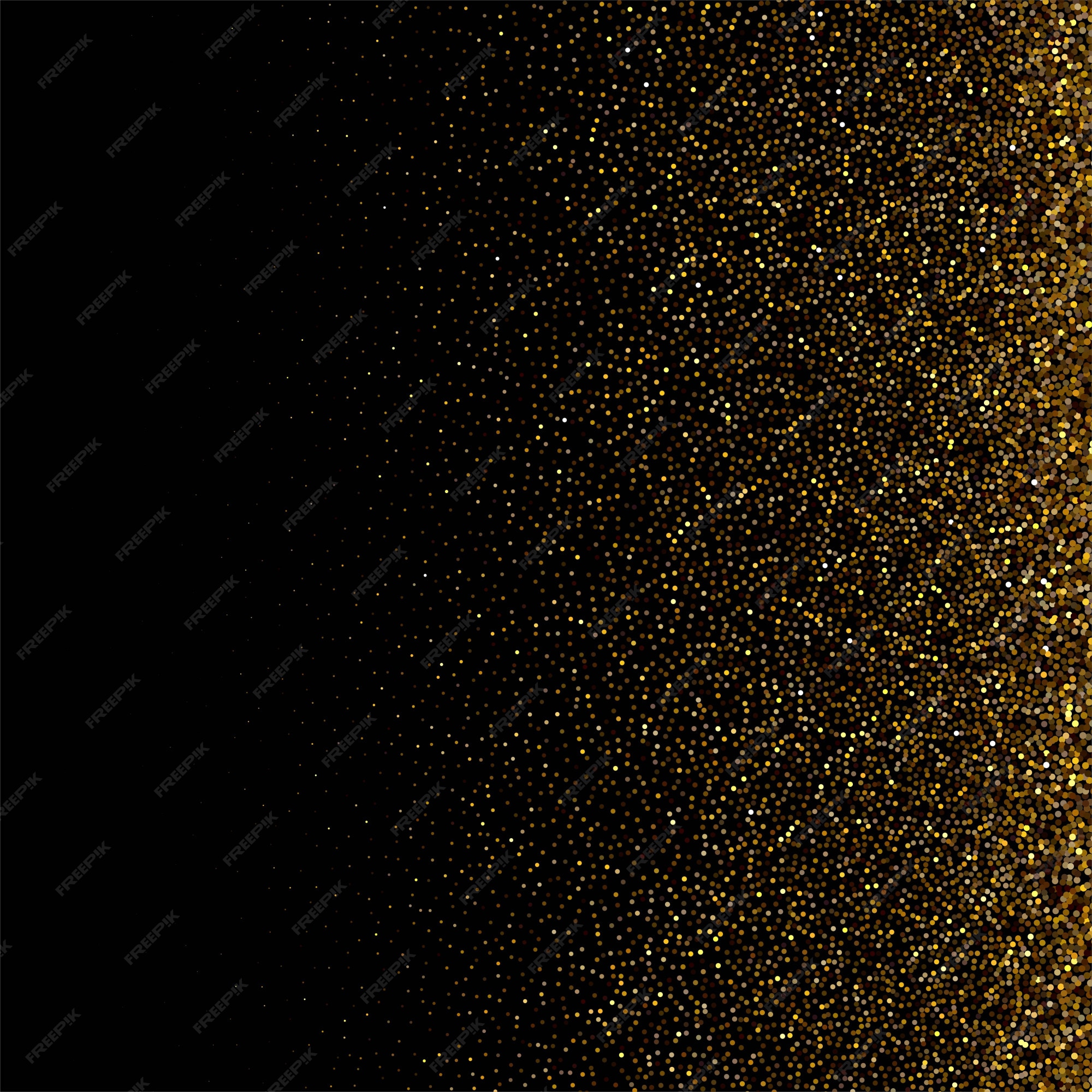 Gold glitter confetti texture on a black background, Stock vector