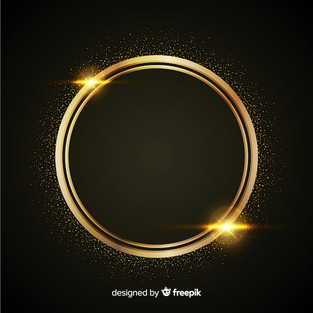 Free Vector | Luxury background with golden particles and rounded circle  frame