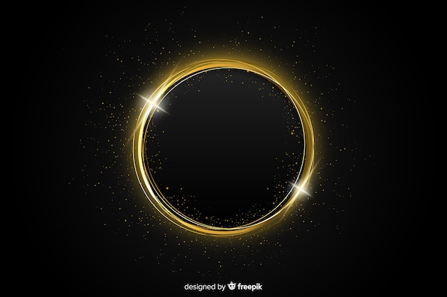 Free vector luxury background with golden sparkling frame
