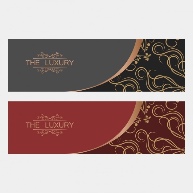 Free vector luxury banners with golden elements