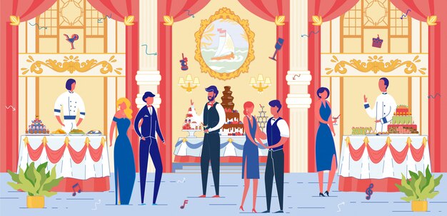 宴会場 ホールフラットイラスト プレミアムベクター 宴会場 ホールフラットイラスト プレミアムベクター
