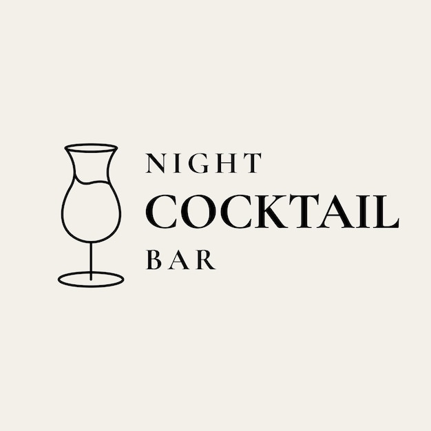 Роскошный шаблон логотипа бара с минимальным коктейльным бокалом