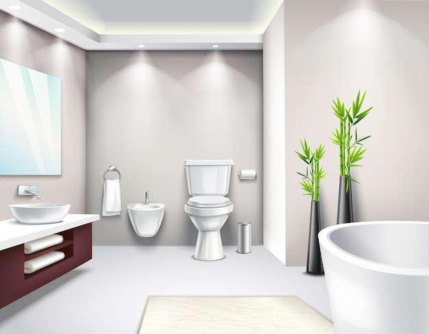 Роскошный интерьер ванной комнаты, реалистичный дизайн