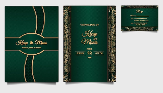 Luxury beautifull wedding invitation card template set