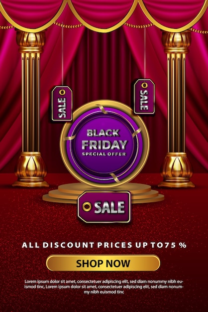 Free vector luxury black friday discount promotion banner