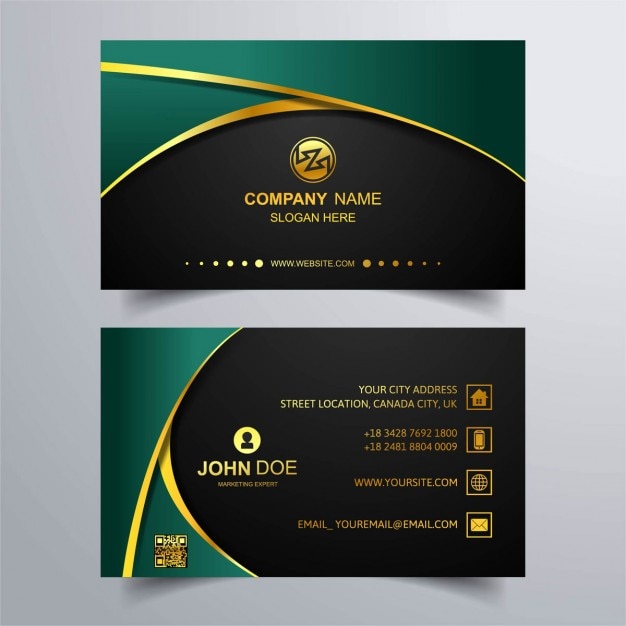 Free vector luxury business card with green background