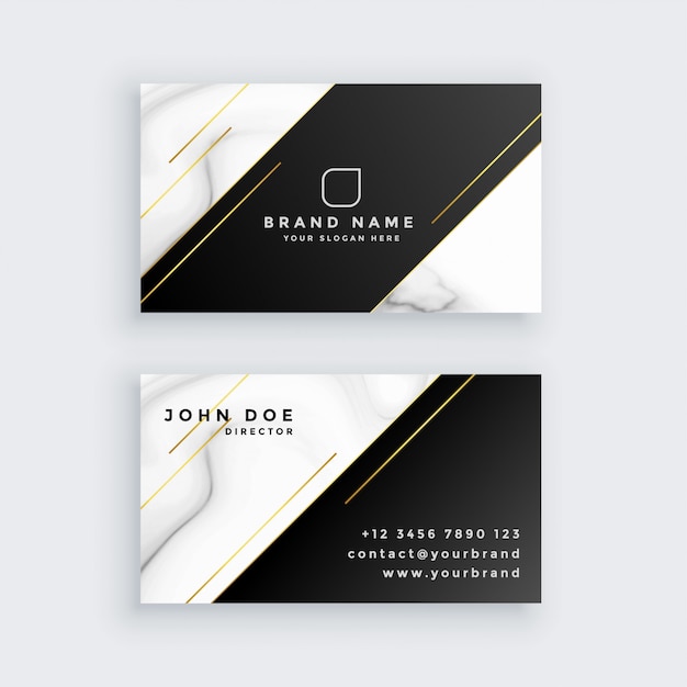 Free vector luxury business card with marble texture