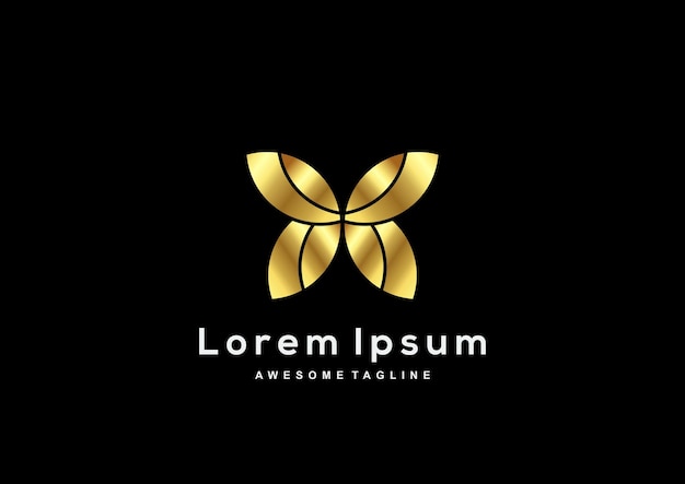 Luxury Butterfly gold color logo template